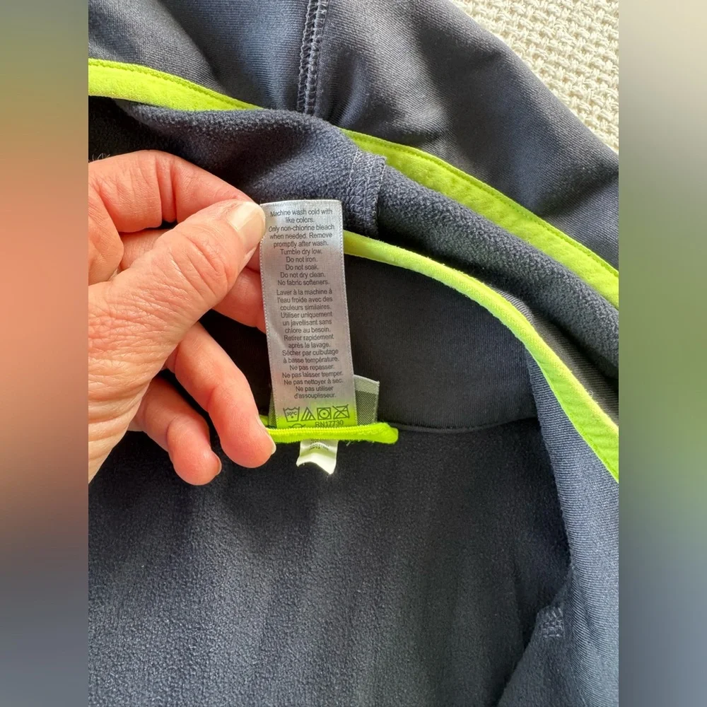 Champion Fleece Zip-Up, Gray & Green, Size Small